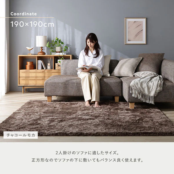 洗えるふんわり濃密シャギーラグ 『Suufa スーファ』 約190×240cm チャコールモカ - Image 17